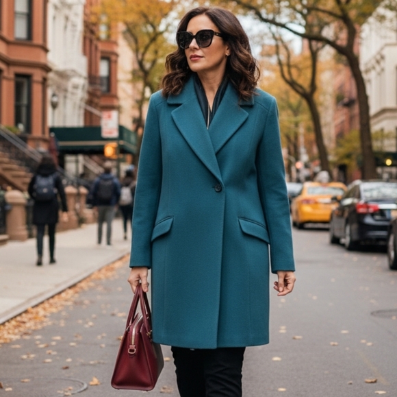 NWOT Eastex 14 Old Money Quiet Luxury Contemporary Wool Cashmere Pea Coat - Picture 1 of 16